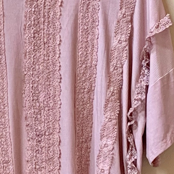 1 S POL Pink Boho Lace & Ruffle Short Sleeve Knit Top - Picture 7 of 8